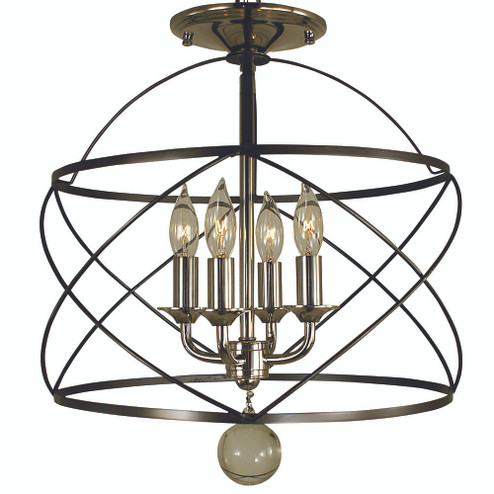 4-Light Mahogany Bronze/Antique Brass Nantucket Flush / Semi Flush Mount (84|4411 MB/AB)