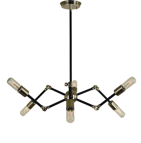 6-Light Antique Brass/Matte Black Felix Chandelier (84|4686 AB/MBLACK)