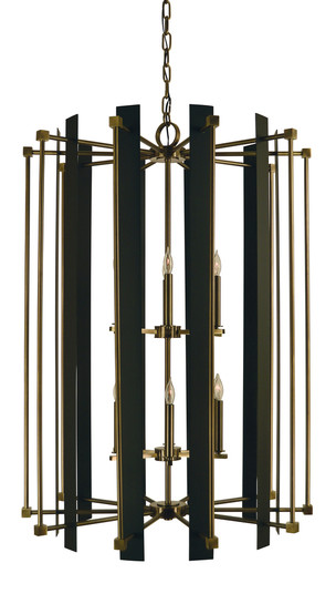 12-Light Antique Brass/Matte Black Louvre Chandelier (84|4806 AB/MBLACK)
