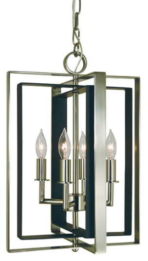 4-Light Brushed Nickel/Matte Black Symmetry Mini Chandelier (84|4860 BN/MBLACK)