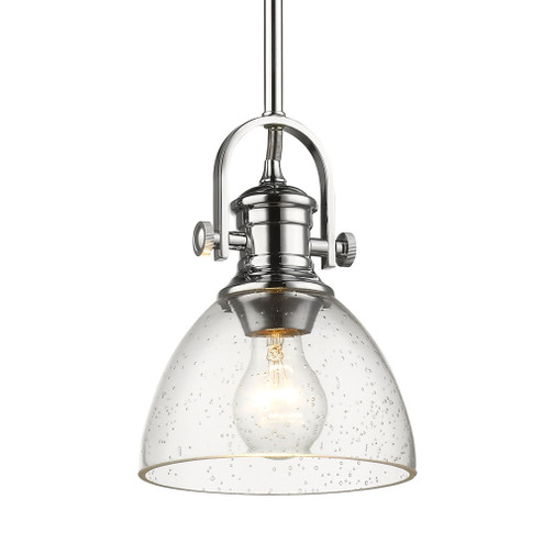Yep by Golden Lighting Hines 1-light 7in Pendant in Chrome and Seeded Glass (36|3118-M1L CH-SD)