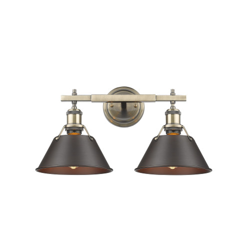 Yep by Golden Lighting Orwell 2-light Vanity in Aged Brass and Rubbed Bronze shade (36|3306-BA2 AB-RBZ)