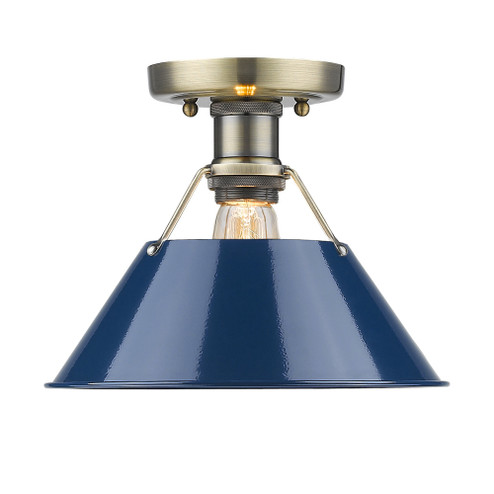 Yep by Golden Lighting Orwell 1-light Flush Mount in Aged Brass and Navy Blue shade (36|3306-FM AB-NVY)