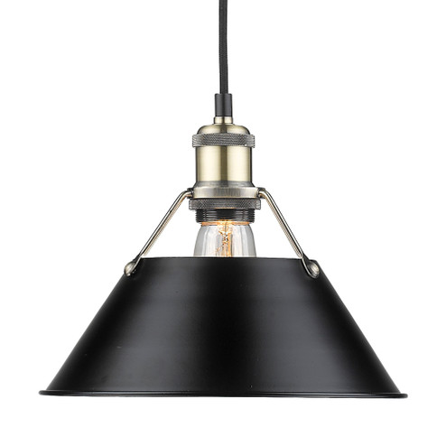 Yep by Golden Lighting Orwell 1-light 10in Pendant in Aged Brass and Matte Black shade (36|3306-M AB-BLK)