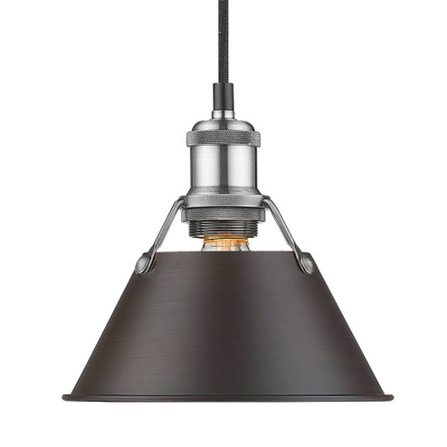 Yep by Golden Lighting Orwell 1-light 8in Pendant in Pewter and Rubbed Bronze shade (36|3306-S PW-RBZ)