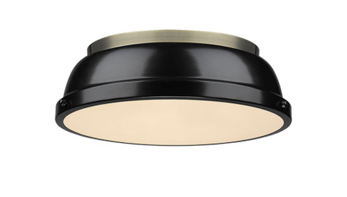 Yep by Golden Lighting Duncan 2-light Flush Mount in Aged Brass and Black shade (36|3602-14 AB-BK)