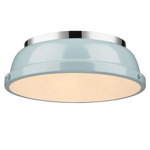 Yep by Golden Lighting Duncan 2-light Flush Mount in Chrome and Seafoam shade (36|3602-14 CH-SF)