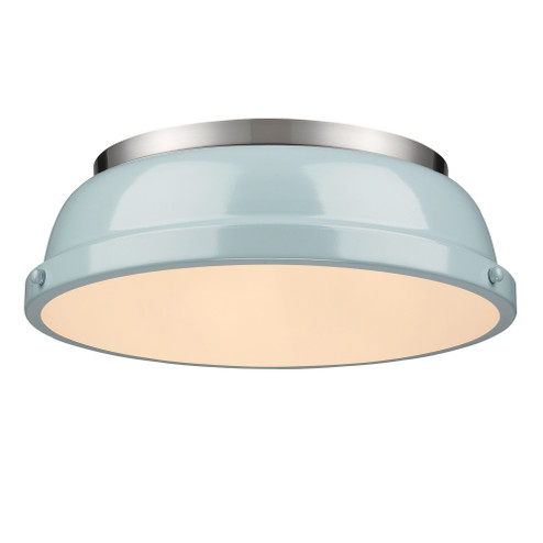 Yep by Golden Lighting Duncan 2-light Flush Mount in Pewter and Seafoam shade (36|3602-14 PW-SF)