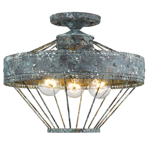 Wry Lighting Ferris 3-light Semi-Flush Mount in Blue Verde Patina (36|7856-SF VP)
