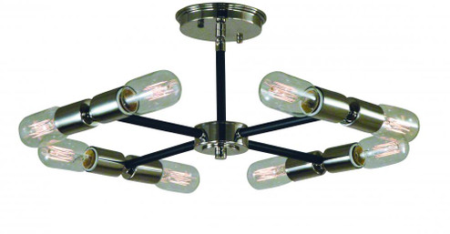 8-Light Polished Nickel/Matte Black Gyrate Semi-Flush (641|V4-L1018 PN/MBLACK)