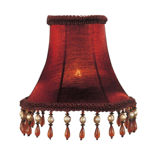 Red Silk Bell Clip Shade with Amber Beads (108|S158)