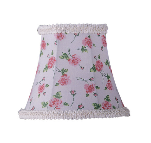 White Floral Print Bell Clip Shade with Fancy Trim (108|S273)