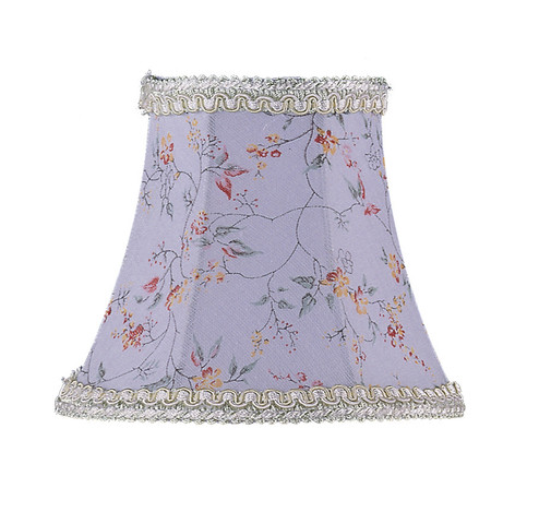 Sky Blue Floral Print Bell Clip Shade with Fancy Trim (108|S274)