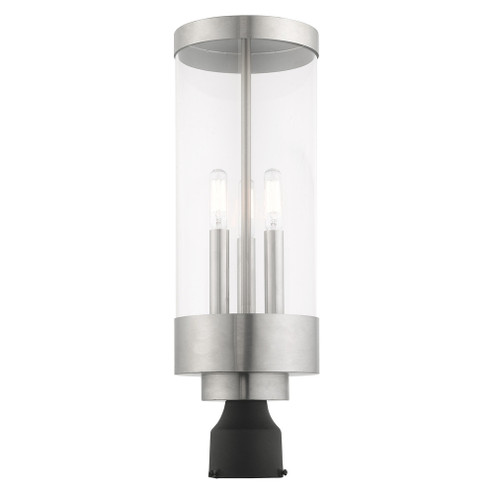 3 Lt Brushed Nickel Outdoor Post Top Lantern (108|20728-91)