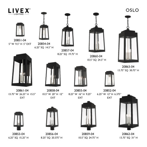 4 Lt Black Outdoor Post Top Lantern (108|20862-04)