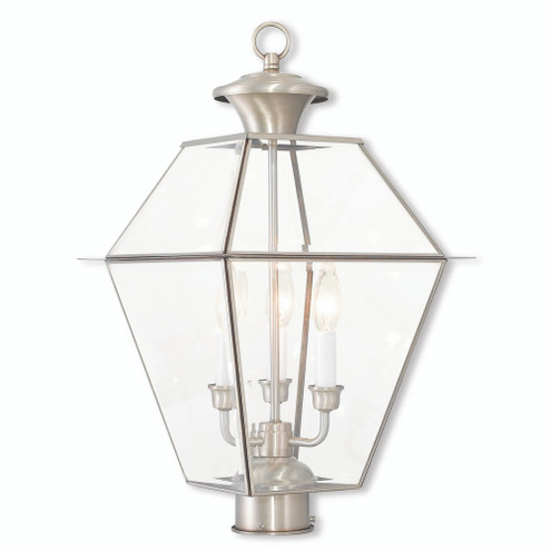 3 Light Brushed Nickel Post-Top Lantern (108|2384-91)