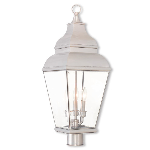 3 Light Brushed Nickel Post-Top Lantern (108|2594-91)