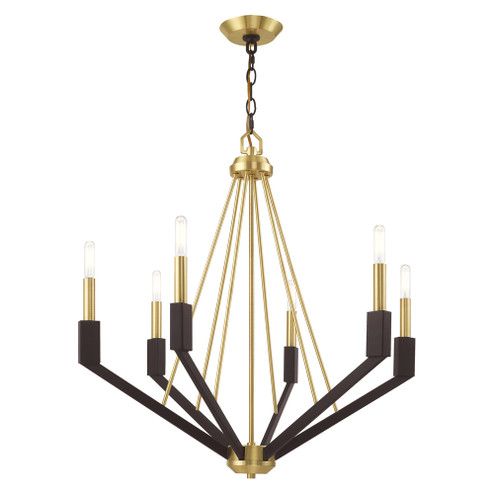 6 Lt Satin Brass & Bronze Chandelier (108|51166-12)