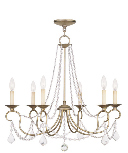 6 Light Antique Silver Leaf Chandelier (108|6516-73)