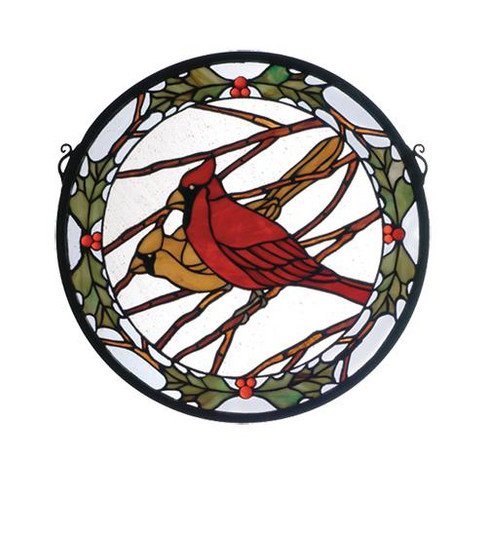 15''W X 15''H Cardinals & Holly Stained Glass Window (96|65289)