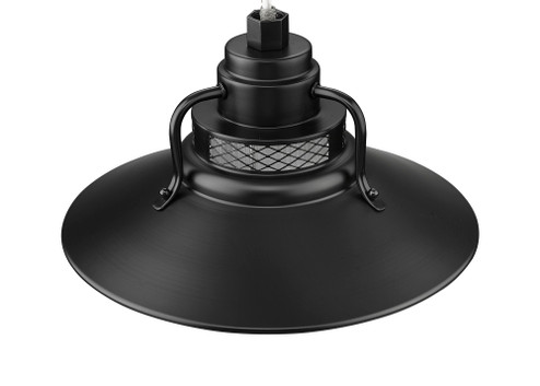 R Series 1-Light Stem Hung Railroad Shade Satin Black (670|RRRS14-SB)
