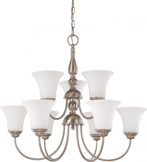 Dupont - 9 Light 2 Tier Chandelier with Satin White Glass - Brushed Nickel Finish (81|60/1823)