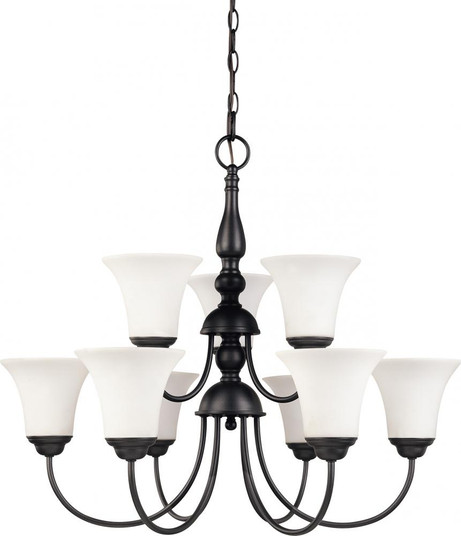 Dupont - 9 Light 2 Tier Chandelier with Satin White Glass - Dark Chocolate Bronze Finish (81|60/1843)