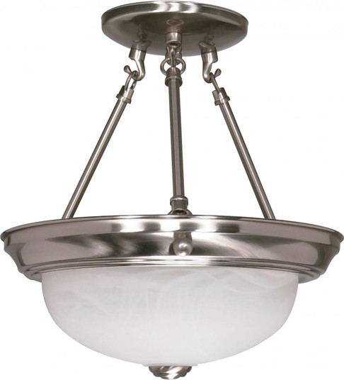 2 Light; 11 in.; Semi-Flush; Alabaster Glass; Brushed Nickel Finish (81|60/200)