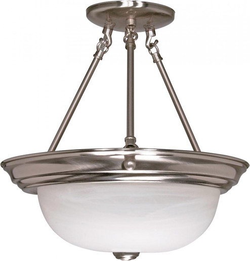 2 Light; 13 in.; Semi-Flush; Alabaster Glass; Brushed Nickel Finish (81|60/201)