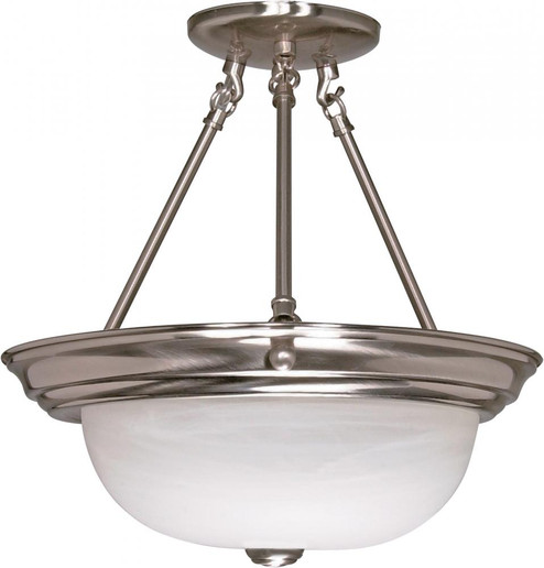 3 Light; 15 in.; Semi-Flush; Alabaster Glass; Brushed Nickel Finish (81|60/202)