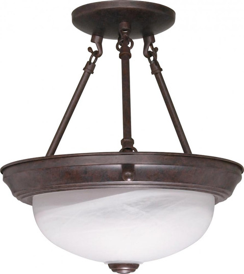 2 Light; 11 in.; Semi-Flush; Alabaster Glass; Old Bronze Finish (81|60/208)