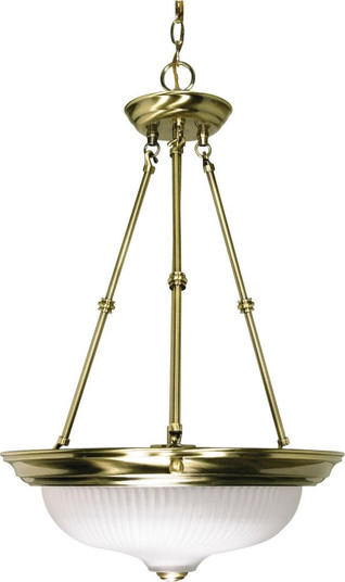 3-Light Small Hanging Pendant Light Fixture in Antique Brass Finish with Frosted Swirl Glass (81|60/243)