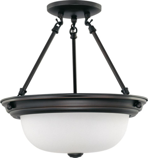 2 Light - Semi Flush with Frosted White Glass - Mahogany Bronze Finish (81|60/3149)