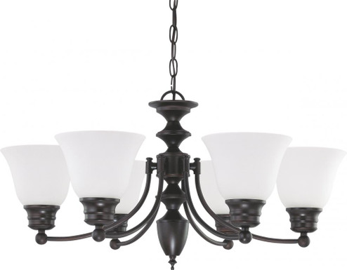Empire; 6 Light; 26 in.; Chandelier with Frosted White Glass; Mahogany Bronze Finish (81|60/3169)