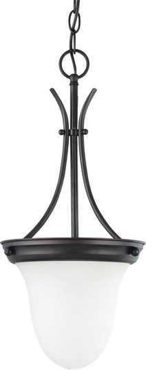 1 Light; 10 in.; Pendant with Frosted White Glass; Mahogany Bronze Finish (81|60/3174)