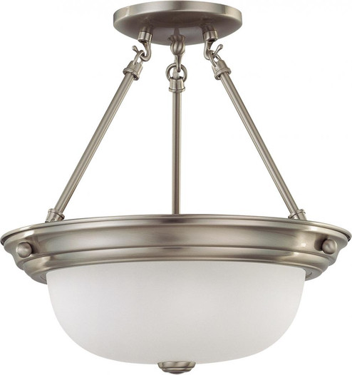 2 Light - Semi Flush with Frosted White Glass - Brushed Nickel Finish (81|60/3245)