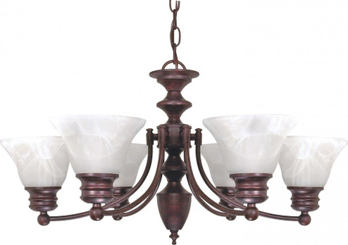 Empire; 6 Light; 26 in.; Chandelier with Alabaster Glass Bell Shades; Old Bronze Finish (81|60/358)