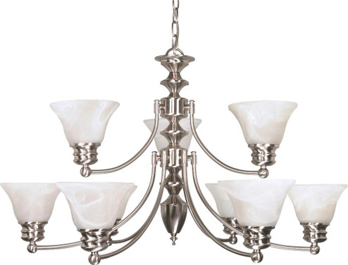 Empire - 9 Light 2 Tier Chandelier with Alabaster Glass - Brushed Nickel Finish (81|60/360)