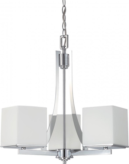 Bento; 3 Light; Chandelier with Satin White Glass; Polished Chrome Finish (81|60/4085)