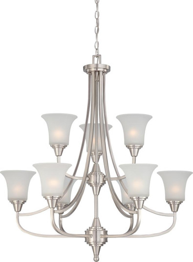 Surrey - 9 Light Two Tier Chandelier with Frosted Glass - Brushed Nickel Finish (81|60/4149)