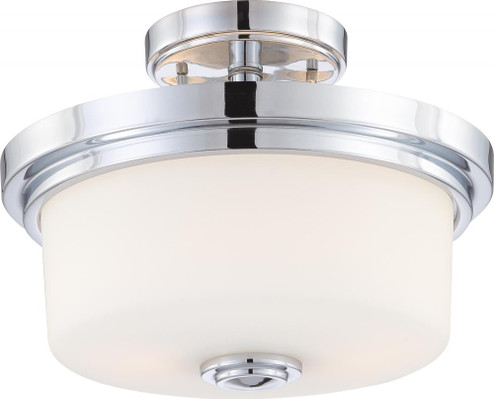 Soho - 2 Light Semi Flush with Satin White Glass - Polished Chrome Finish (81|60/4593)