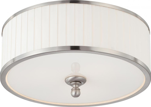 Candice; 3 Light; Flush Dome Fixture with Pleated White Shade; Brushed Nickel Finish (81|60/4741)