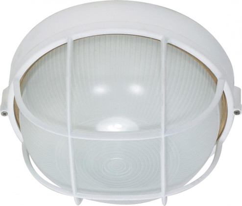 1 Light; 10 in.; Round Cage Bulk Head; Die Cast Bulk Head; Semi Gloss White Finish (81|60/518)
