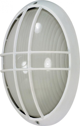 1 Light - 13'' Large Oval Cage Bulkhead - Semi Gloss White Finish (81|60/528)