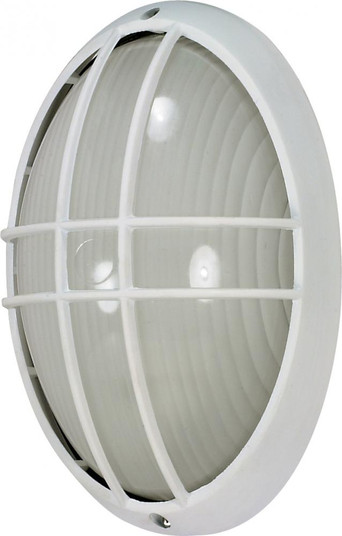 1 Light; 13 in.; Large Oval Cage Bulk Head; Die Cast Bulk Head; Semi Gloss White Finish (81|60/528)