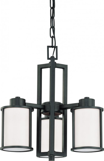 Odeon - 3 Light (convertible upwithdown) Chandelier with Satin White Glass - Aged Bronze Finish (81|60/2976)