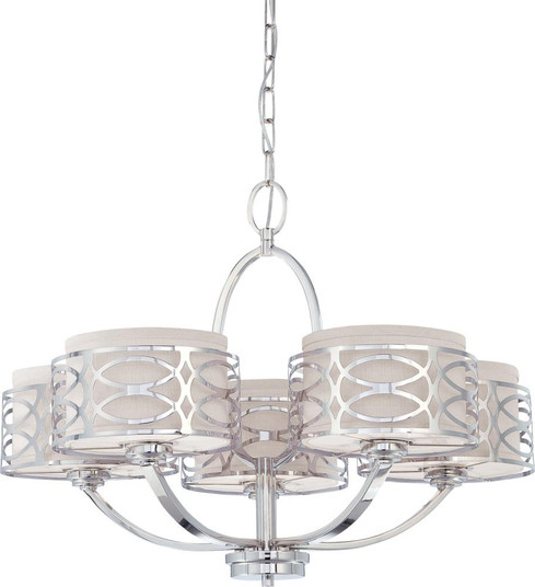 Harlow - 5 Light Chandelier with Slate Gray Fabric Shades - Polished Nickel Finish (81|60/4625)