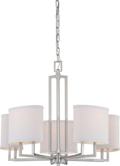 Gemini - 5 Light Chandelier with Slate Gray Fabric Shades - Brushed Nickel Finish (81|60/4755)