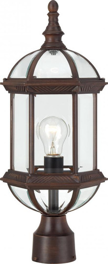Boxwood; 1 Light; 19 in.; Outdoor Post with Clear Beveled Glass; Rustic Bronze Finish (81|60/4975)