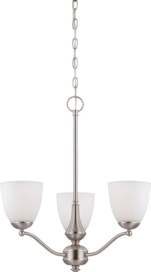 Patton - 3 Light Chandelier (Arms Up) with Frosted Glass - Brushed Nickel Finish (81|60/5036)